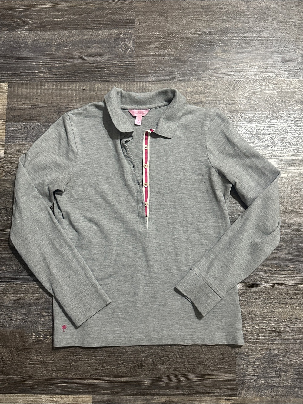 Lilly Pulitzer Medium Gray Polo Long Sleeve Shirt